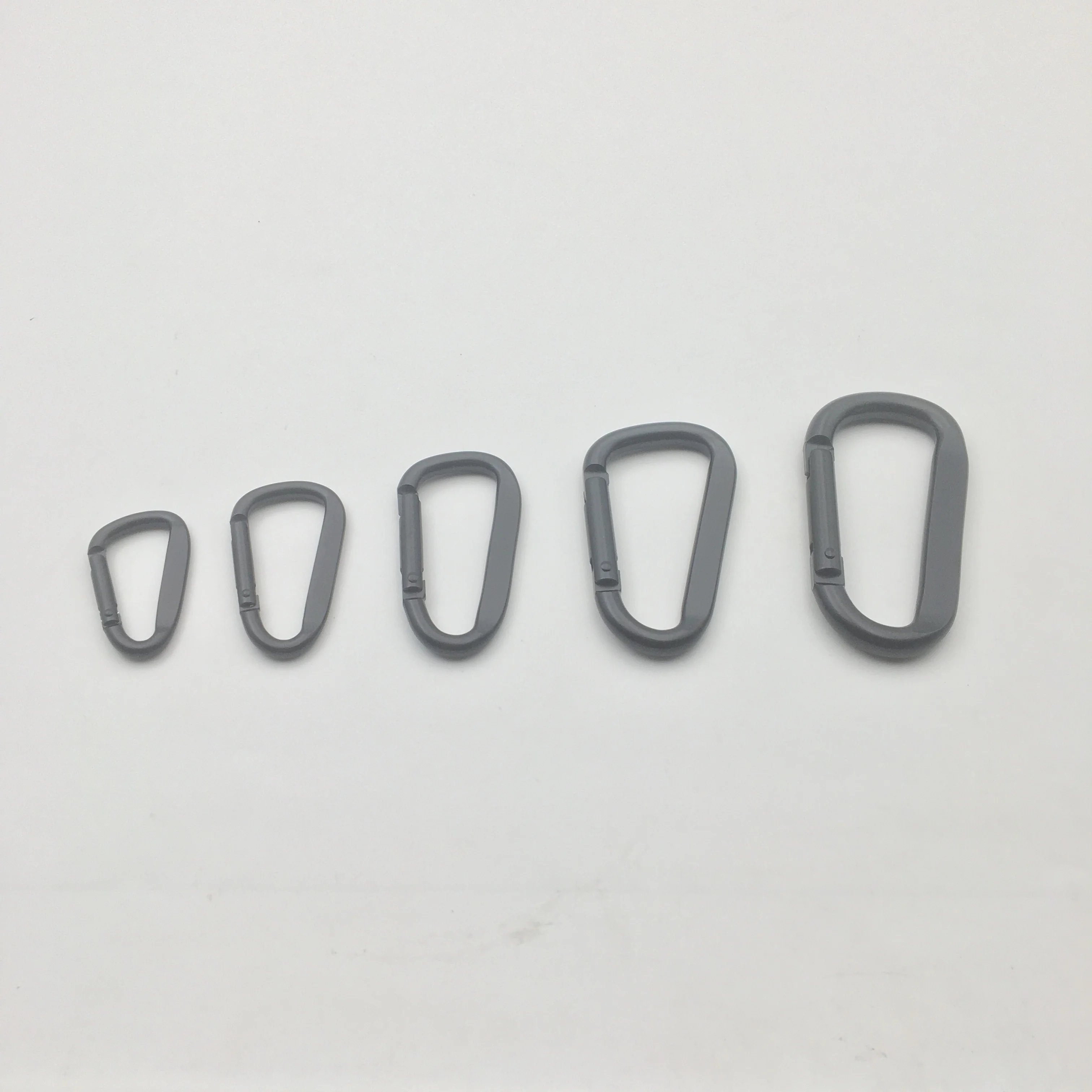 Matte black flat D carabiner 4–8 cm